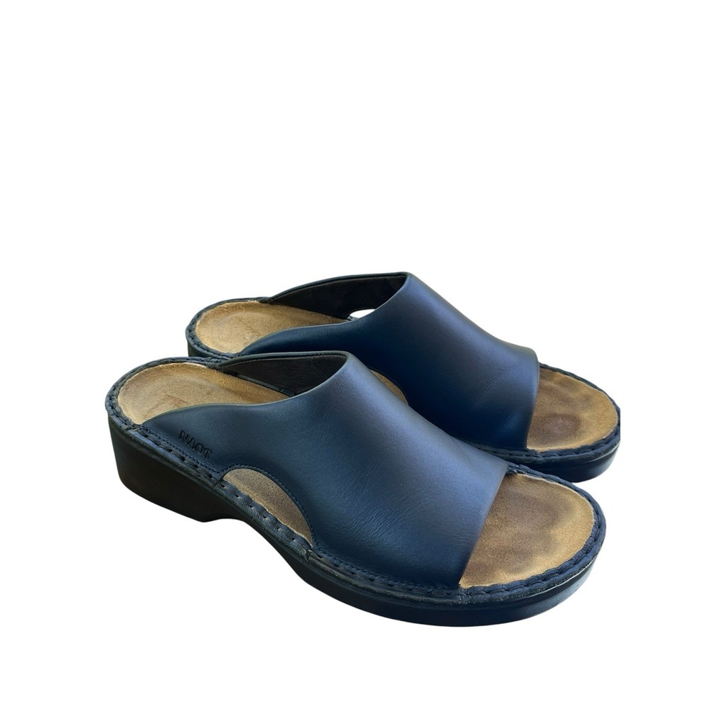 Naot Rome Casual Comfort Slip On Wedge Sandal Blue Sandals Size 37 EUC/ US 6